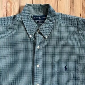 Ralph Lauren Blake Men's Gingham Button Down Shirt Long Sleeve Blue Green large